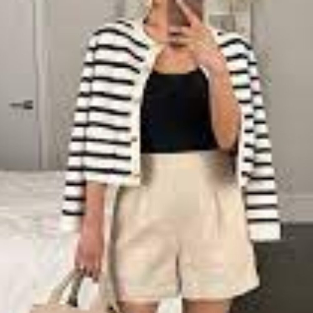 NWT J Crew Crew neck Striped cotton lady jacket cardigan sweater - Picture 6 of 8